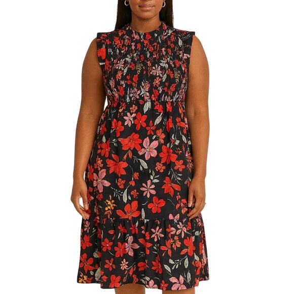 BloomChic Women’s XL 14-16 Sleeveless Floral Dress Black Multicolor - Picture 1 of 11